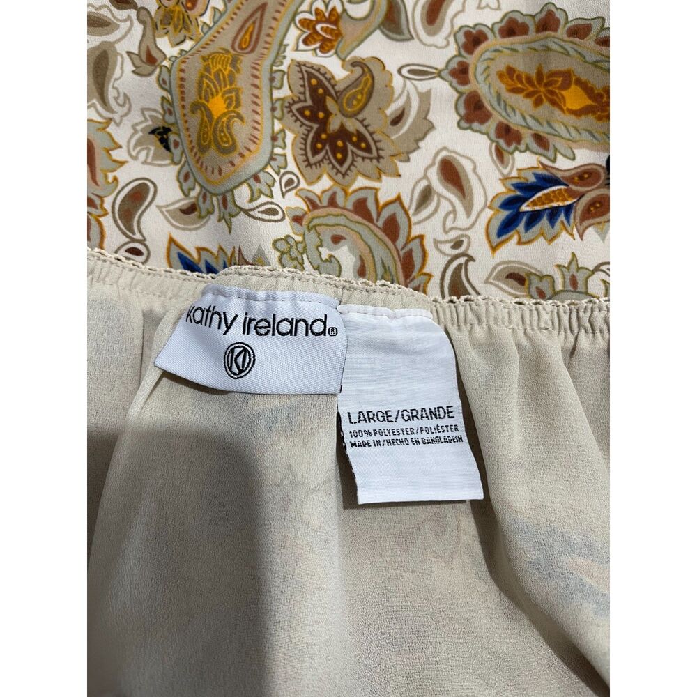 Kathy Ireland skirt Y2K paisley ruffle peasant flare brawn romantic women L - Picture 3 of 4